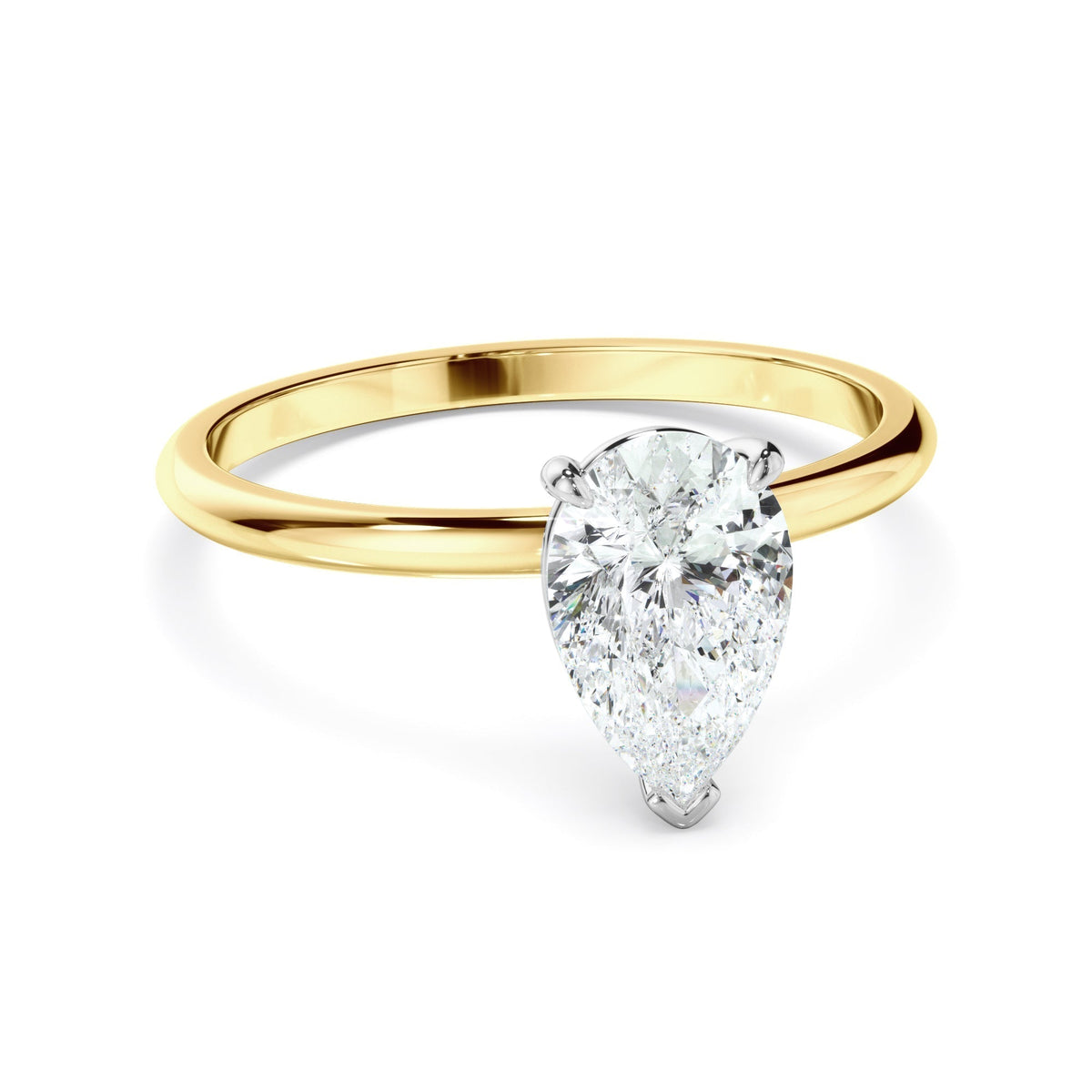 Pear cut diamond solitaire engagement ring - Yellow gold