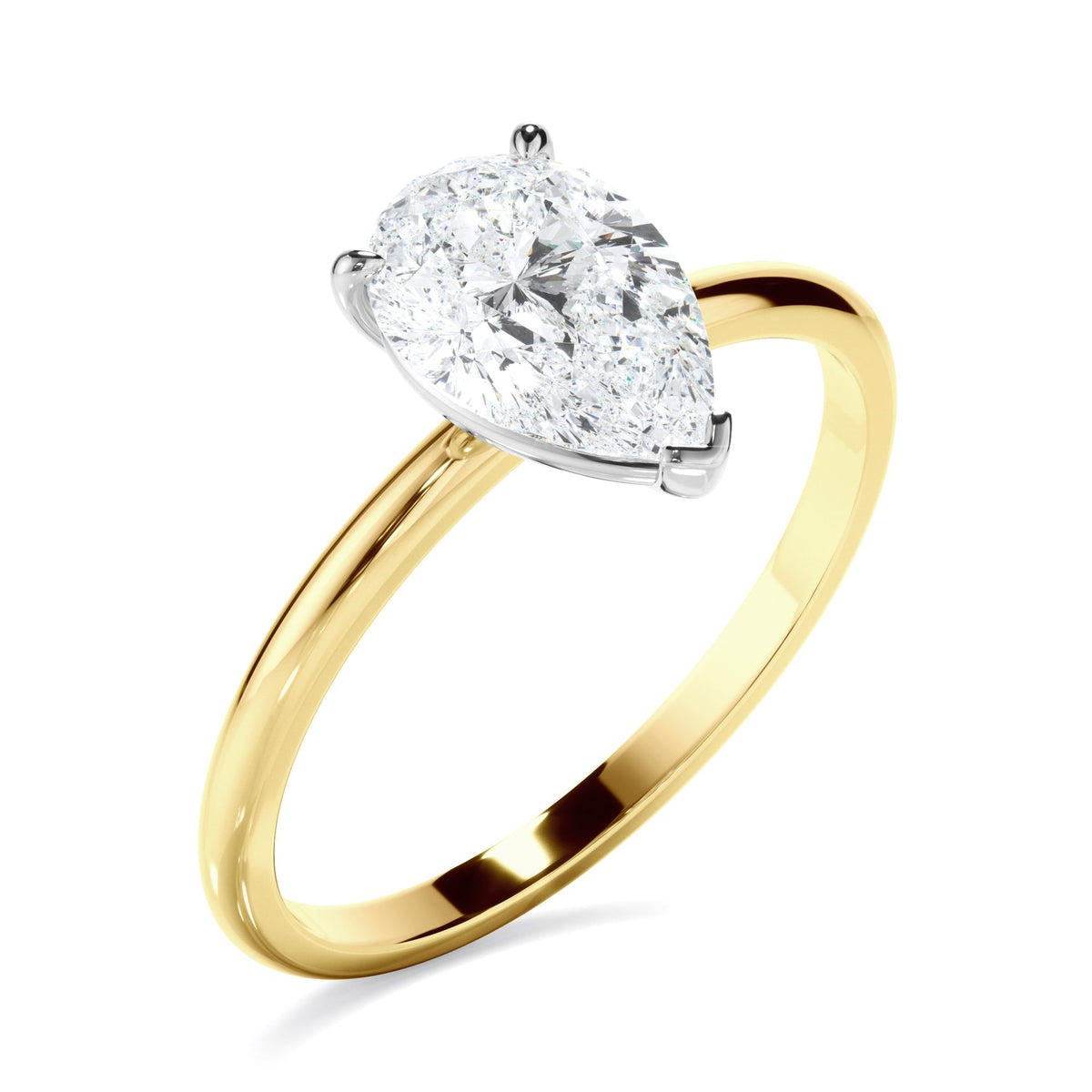 Pear cut diamond solitaire engagement ring - Yellow gold