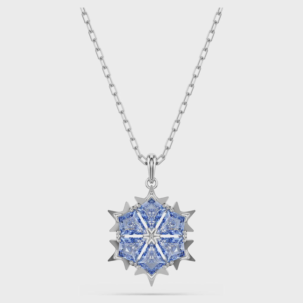 Magic pendant Snowflake, Blue, Rhodium plated 5735399