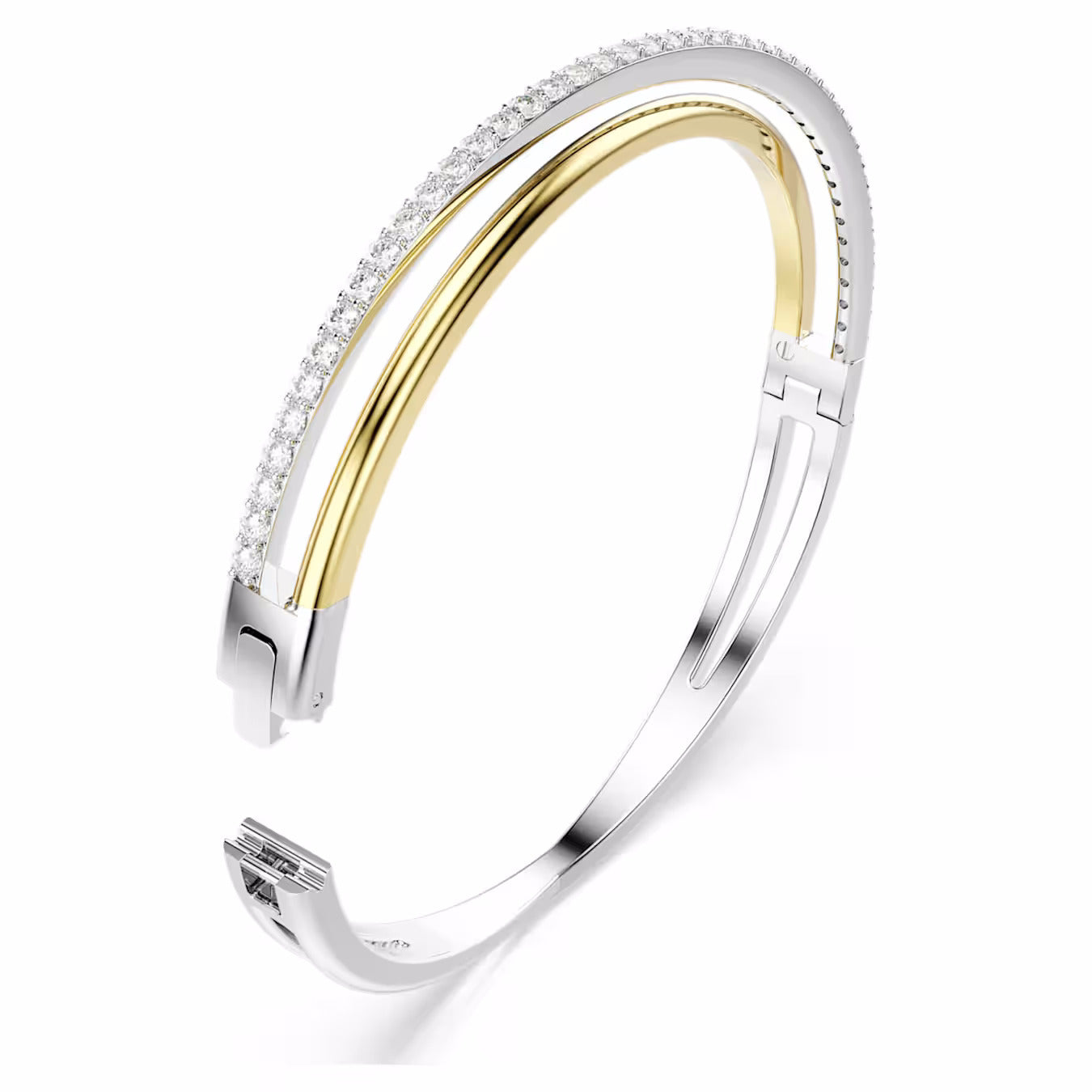 Hyperbola bangle Round cut, White, Mixed metal finish 5689722