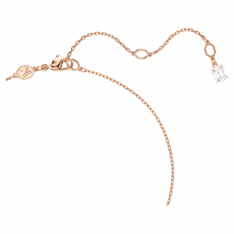 Matrix pendant Crystal pearl, Round cut, White, Rose gold-tone plated