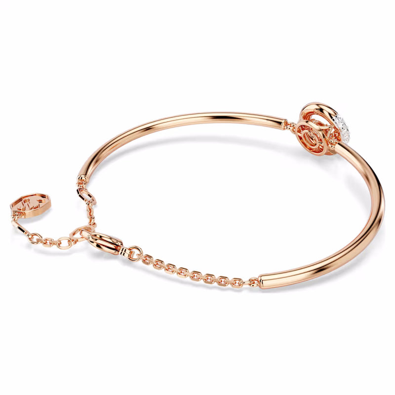 Dextera bangle Round cut, White, Rose gold-tone plated