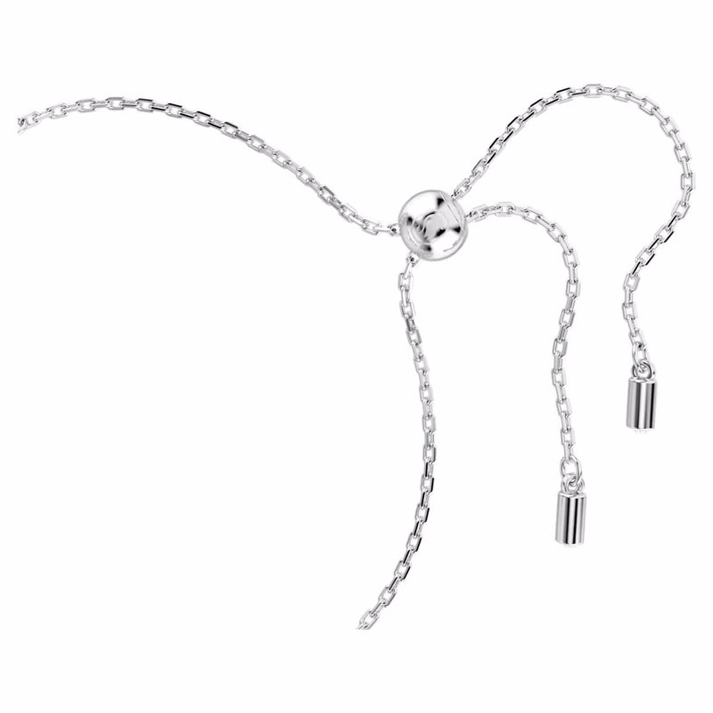 Constella bangle Crystal pearl, Round cuts, White, Rhodium plated