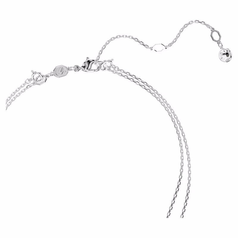 Meteora layered pendant White, Rhodium plated