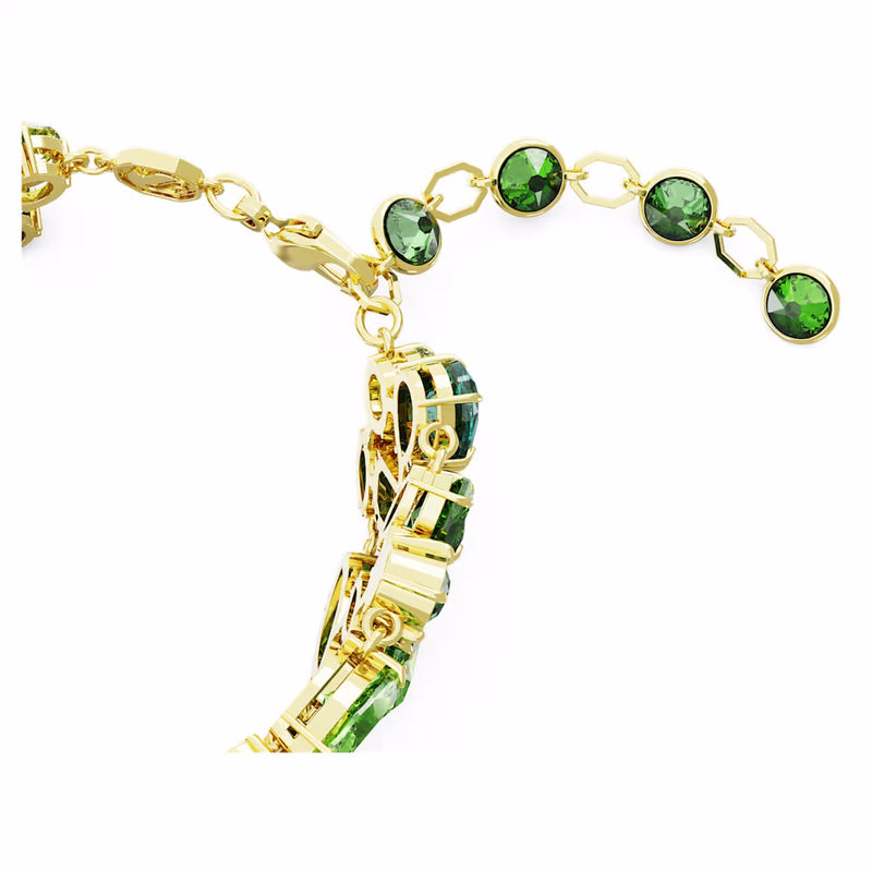 Gema bracelet Mixed cuts, Green, Gold-tone plated