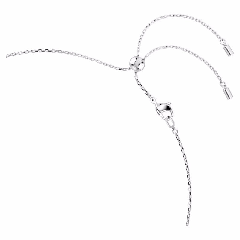 Constella necklace Crystal pearl, Round cuts, White, Rhodium plated