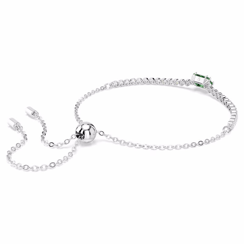 Matrix Tennis bracelet Mixed cuts, Green, Rhodium plated
