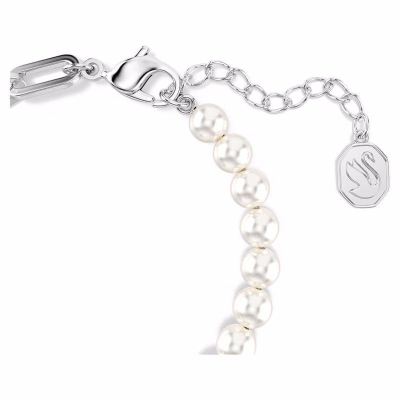 Swan bracelet Crystal pearl, Swan, Black, Mixed metal finish