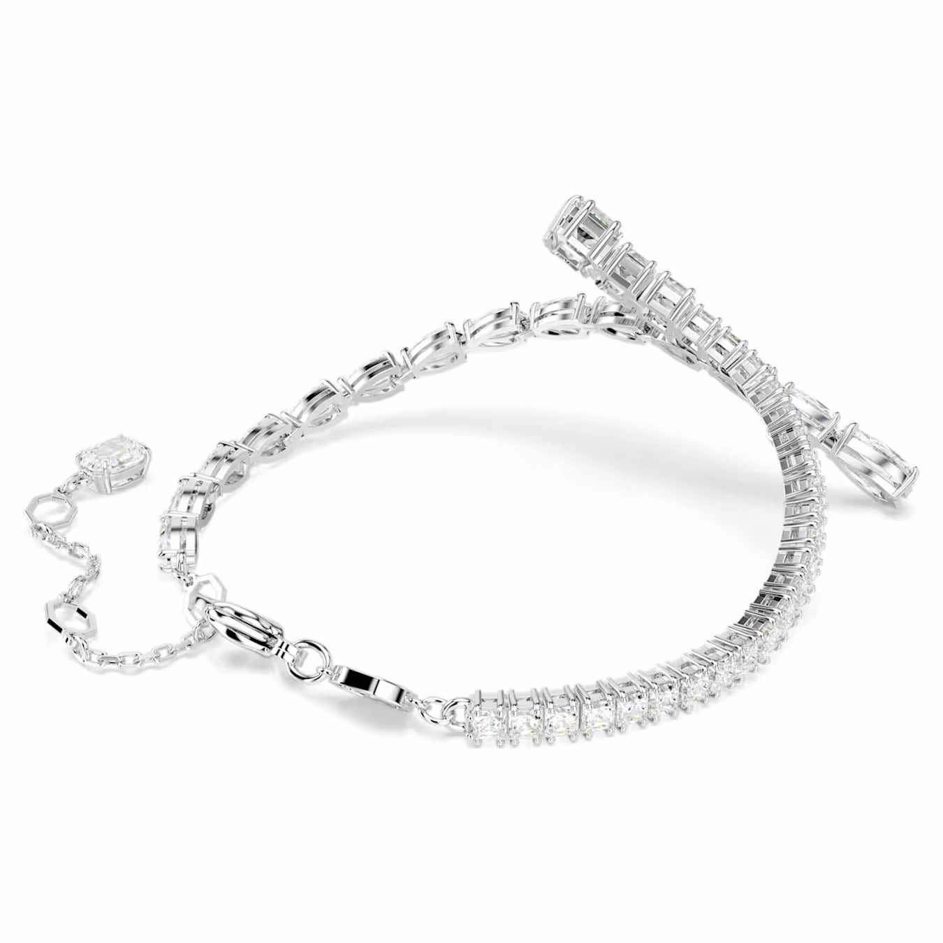 Matrix bracelet Mixed cuts, White, Rhodium plated 5693154