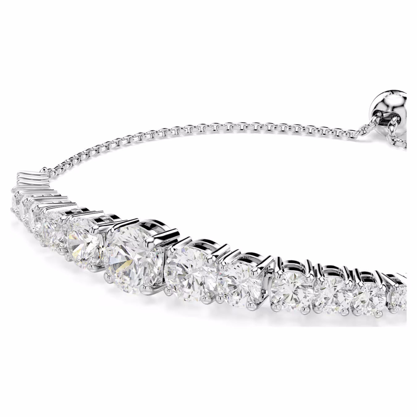 Matrix bracelet Gradient of round cuts, White, Rhodium plated 5690677