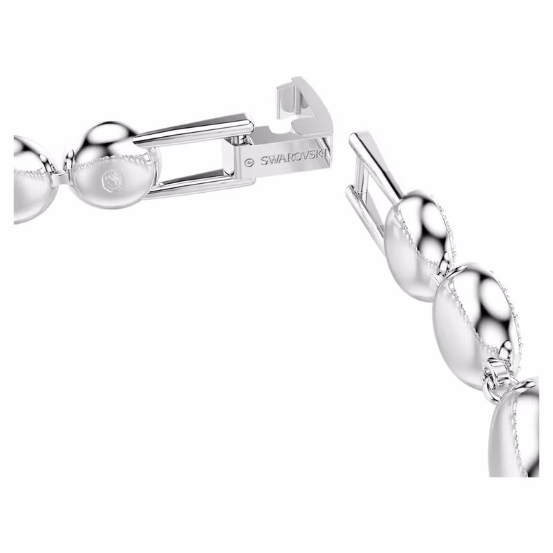 Una Tennis bracelet Round cut, White, Rhodium plated