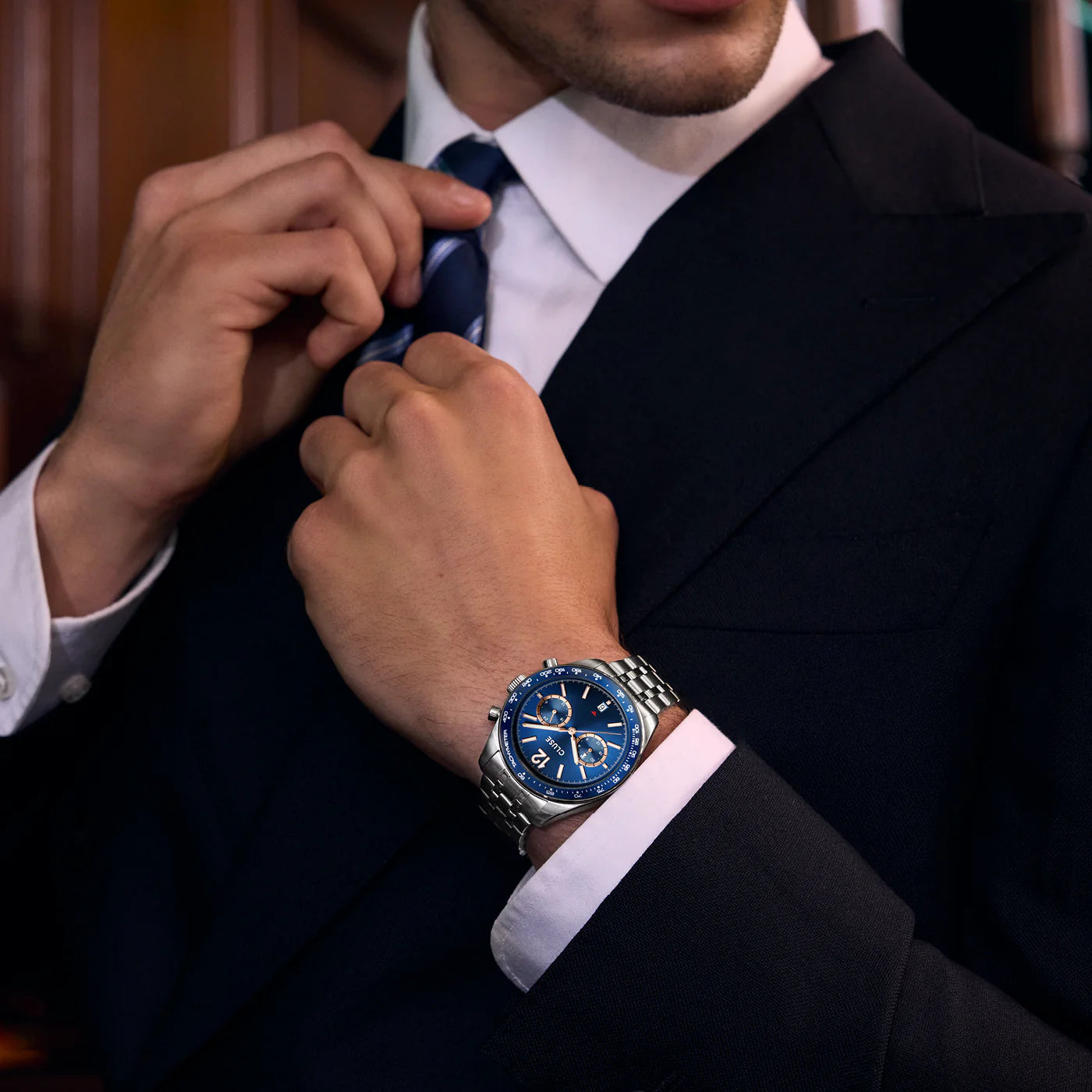 Aravis Dual Timer Watch Steel, Blue, Silver Colour