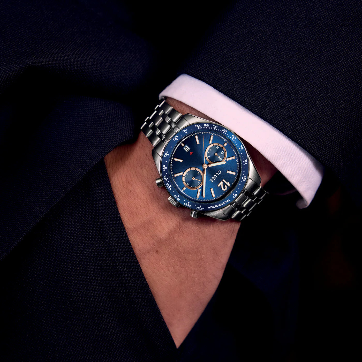 Aravis Dual Timer Watch Steel, Blue, Silver Colour