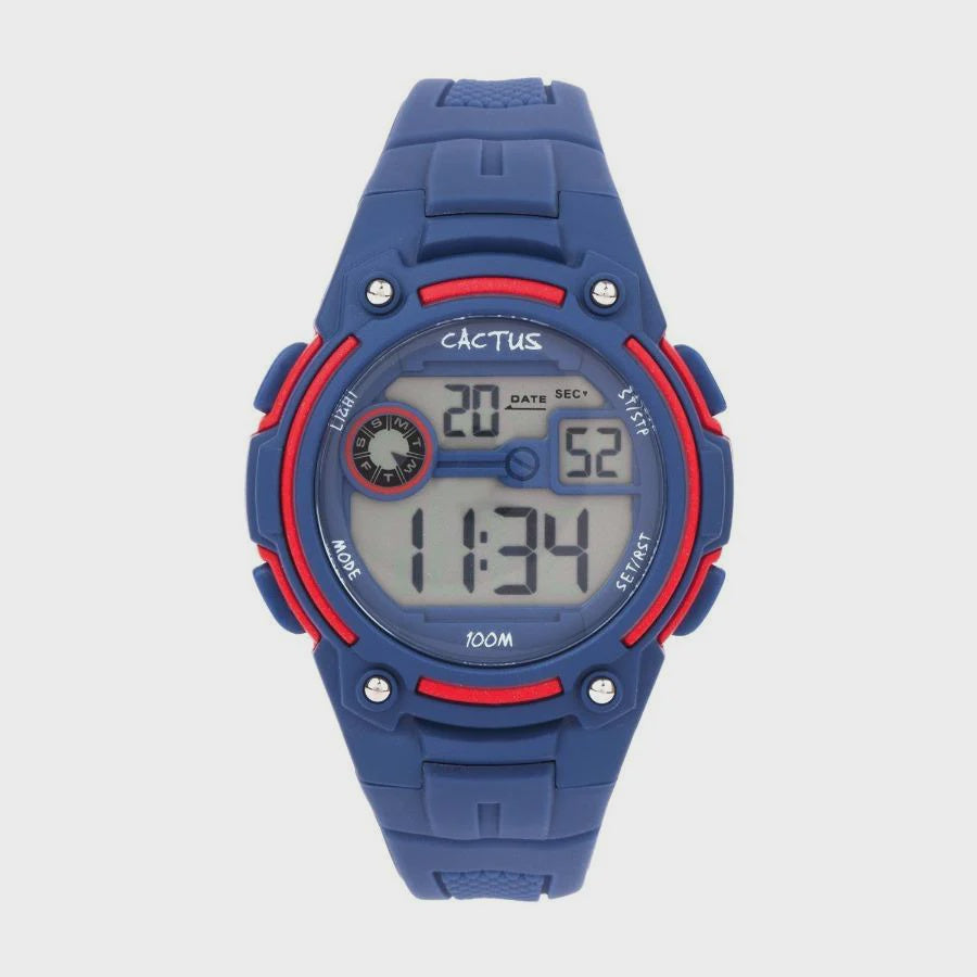 Cactus Rambler Navy Blue & Red Digital LCD Watch CAC-115-M03