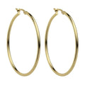 Simple Gold Tone Sterling Silver 45mm Hoop Earrings Yellow Gold Plated E5464