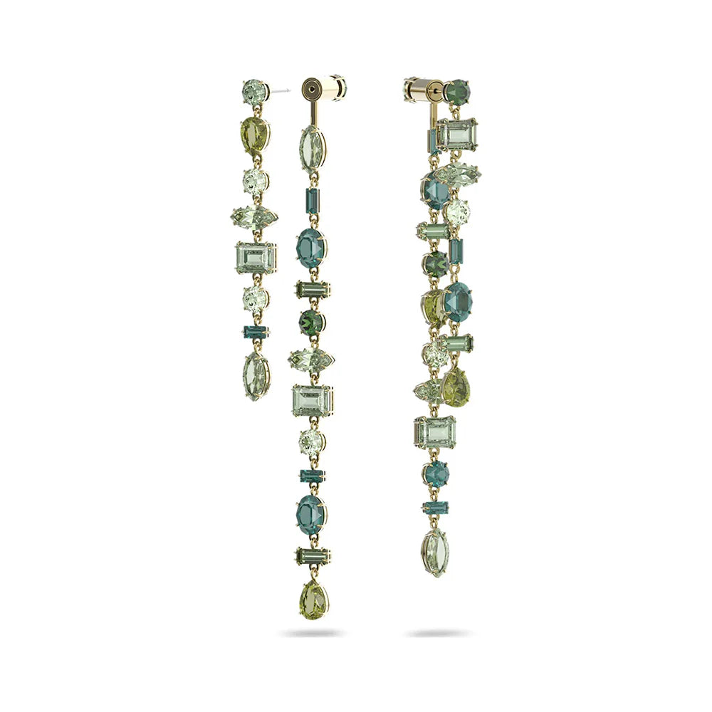 Gema Asymmetrical Green Crystal Drop Stud Earrings 5613734