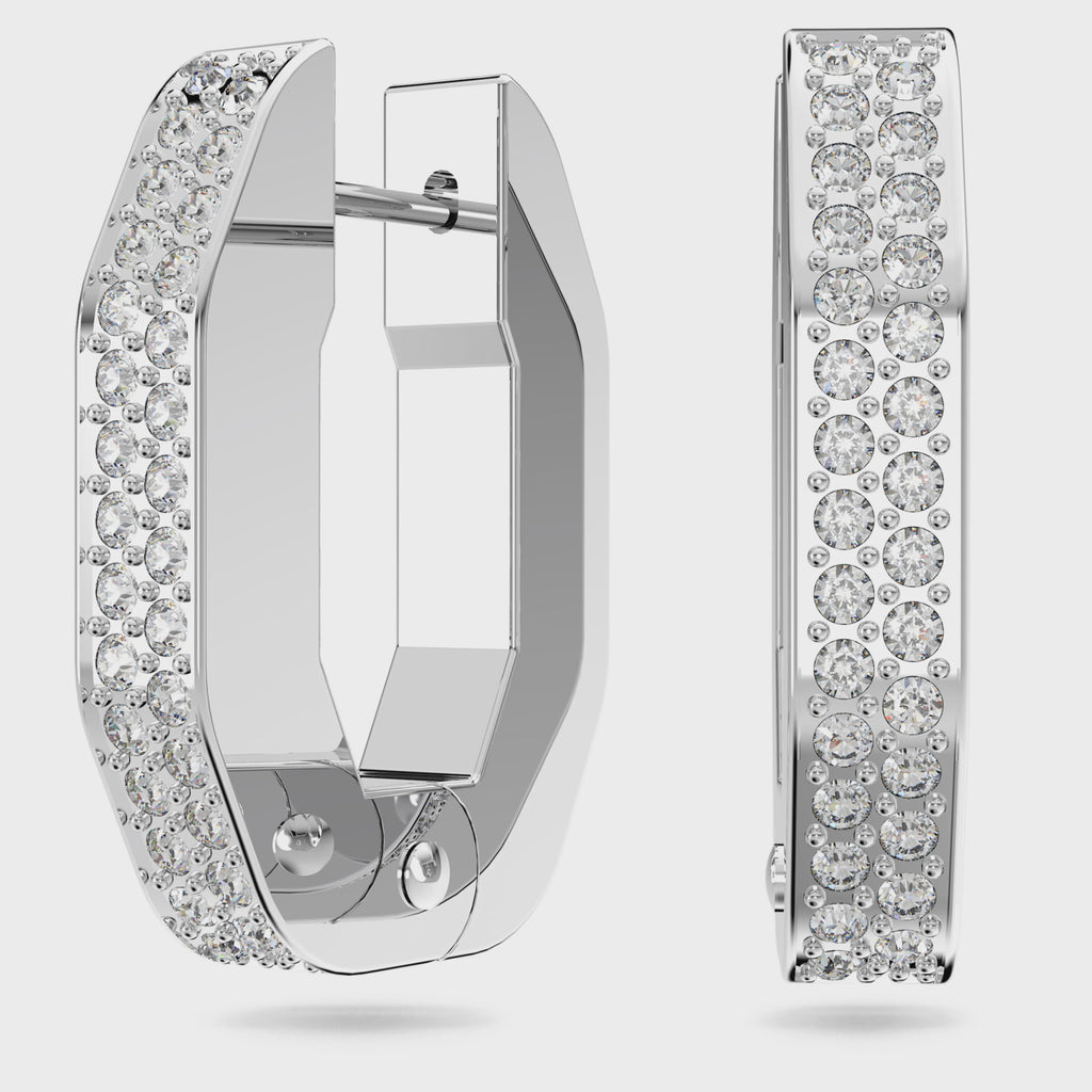 Dextera Octagon Hoop Rhodium Plated Earrings 5618307