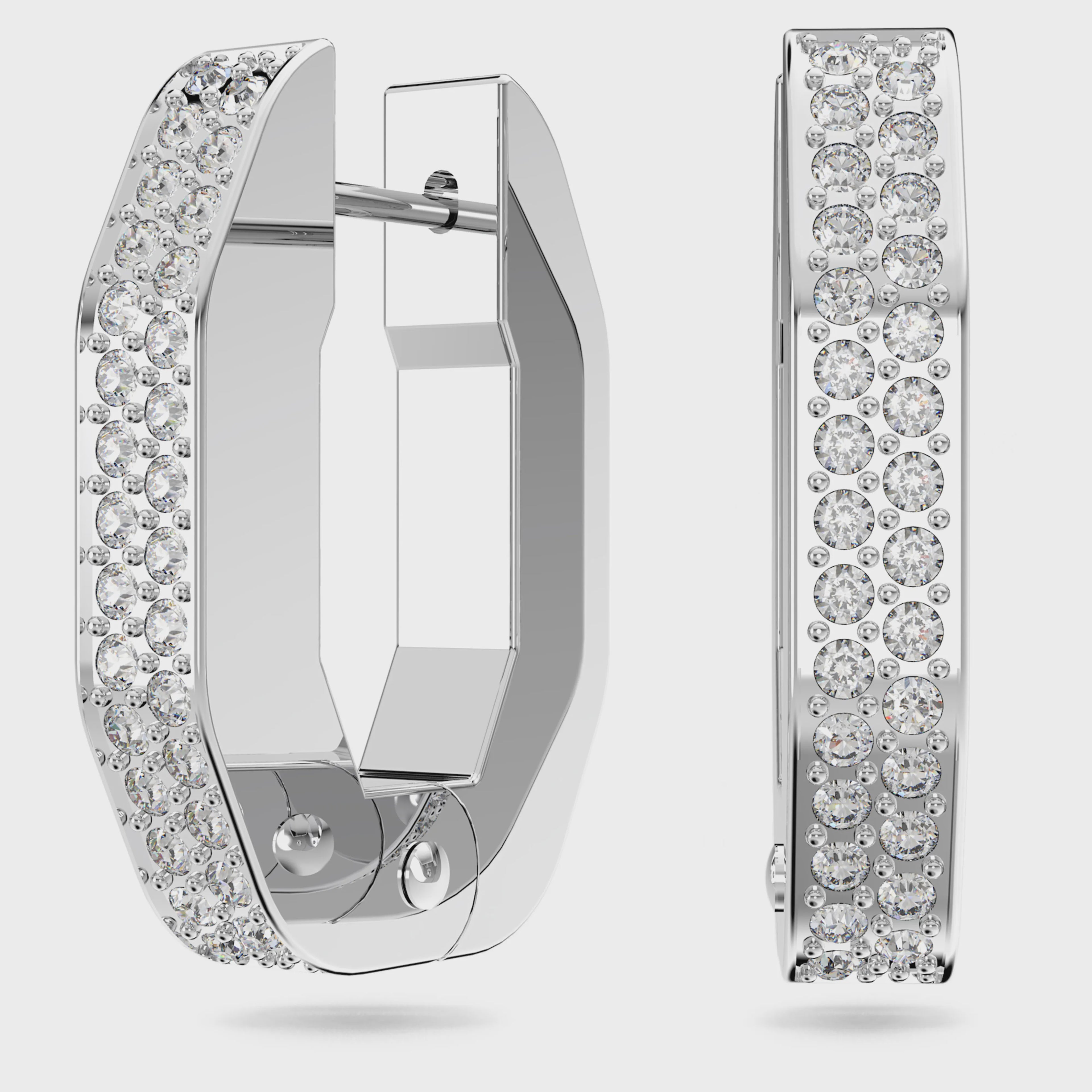 Dextera Octagon Hoop Rhodium Plated Earrings 5618307