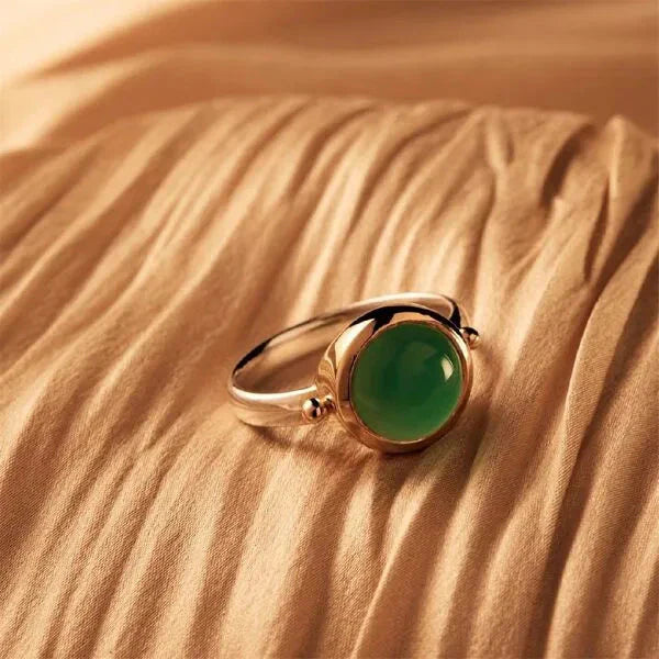 NAJO Garland 2-Tone Round Green Onyx Ring R6752M