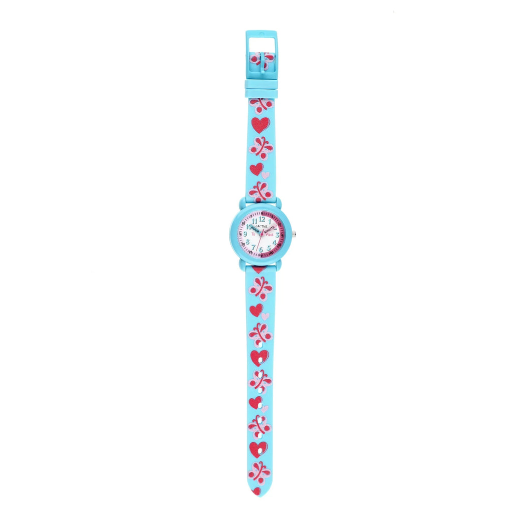 Cactus Time Teacher Blue Butterflies & Heart Watch CAC-113-M04