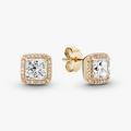 Square Sparkle Halo Stud Earrings 14ct Gold (High Resolution)
