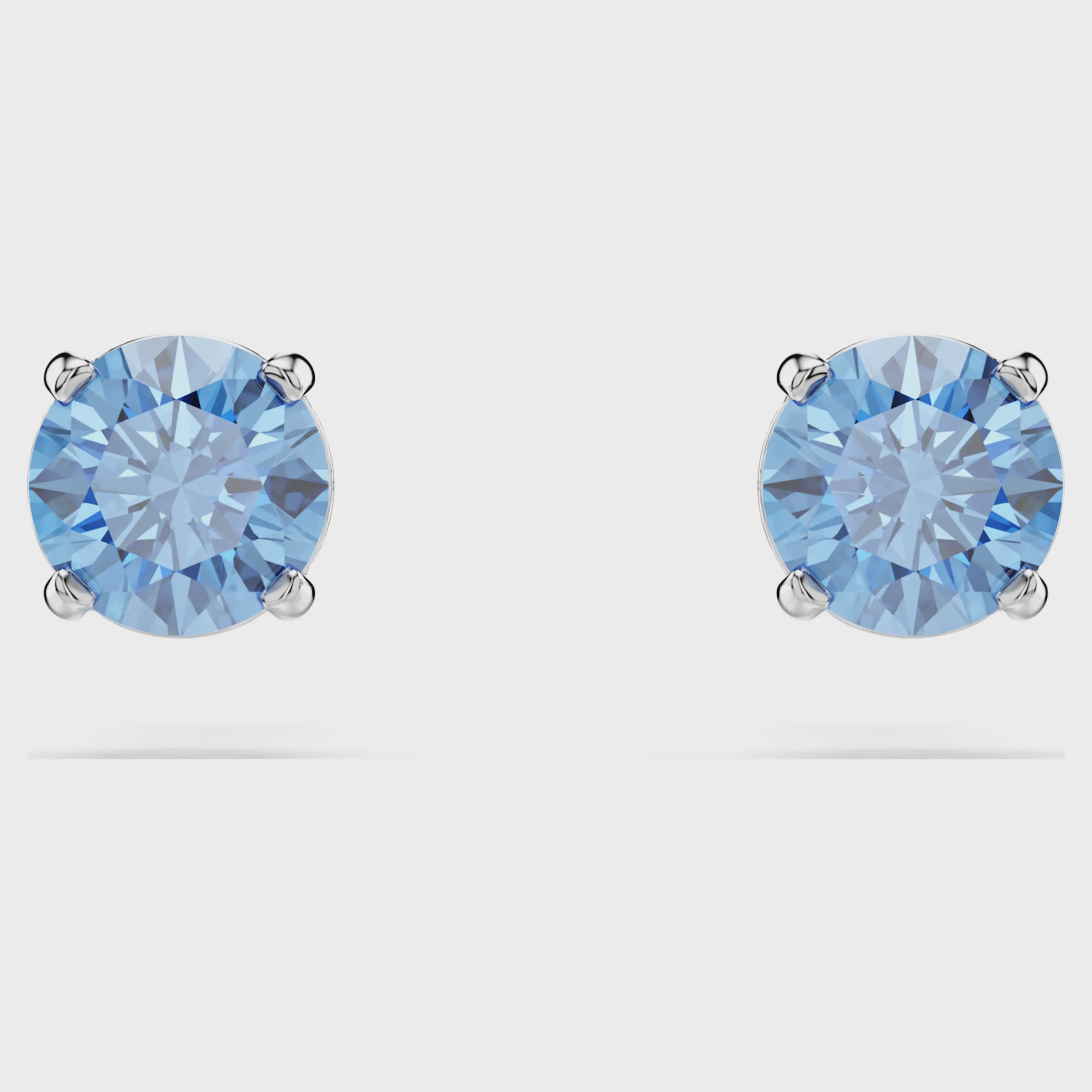 Stilla Attract stud earrings Round cut, Blue, Rhodium plated 5734250