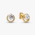 14k Gold-plated stud earrings with clear 261248C01 (High Resolution)