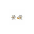 Herbarium cluster 14k gold-plated stud earrings with clear cubic zirconia 262633C01 (High Resolution)