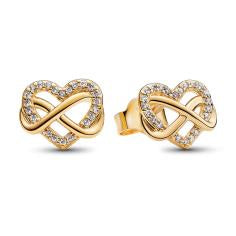 Infinity heart 14k gold-plated stud earrings with  262667C01