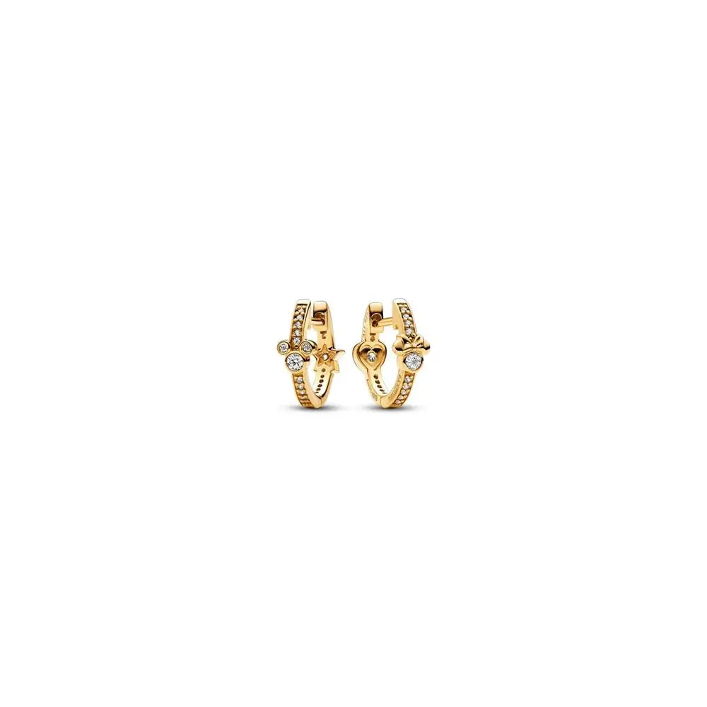 Disney Mickey and Minnie 14k gold-plated hoop earrings with clear cubic zirconia 262959C01 (High Resolution)