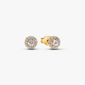 14k Gold-plated stud earrings with clear cubic zirconia 263019C01 (High Resolution)