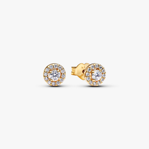 14k Gold-plated stud earrings with clear cubic zirconia 263019C01 (High Resolution)