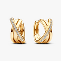14k Gold-plated hoop earrings with clear cubic zirconia 263150C01 (High Resolution)