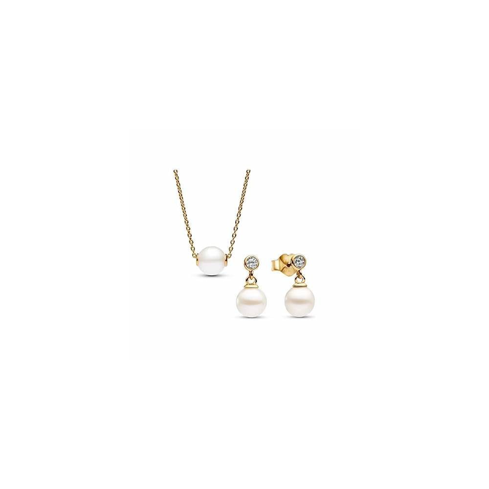 14k Gold-plated drop earrings with white 263153C01 (High Resolution)