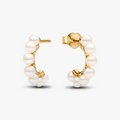 14k Gold-plated hoop earrings with white treated freshwater cultured pearl 263179C01 (High Resolution)
