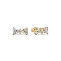 Bow 14k gold-plated stud earrings with clear cubic zirconia 263507C01