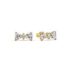 Bow 14k gold-plated stud earrings with clear cubic zirconia 263507C01