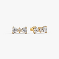 Bow 14k gold-plated stud earrings with clear cubic zirconia 263507C01 (High Resolution)