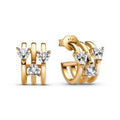 Hearts and lines 14k gold-plated hoop earrings with clear cubic zirconia 263656C01