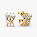 Hearts and lines 14k gold-plated hoop earrings with clear cubic zirconia 263656C01 (High Resolution)