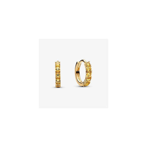 14k gold-plated huggie earrings with vibrant yellow crystal 263849C01 (High Resolution)