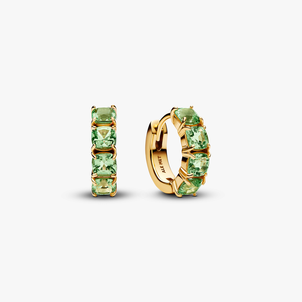 14k gold-plated huggie hoop earrings with mint green crystal 263851C01 (High Resolution)