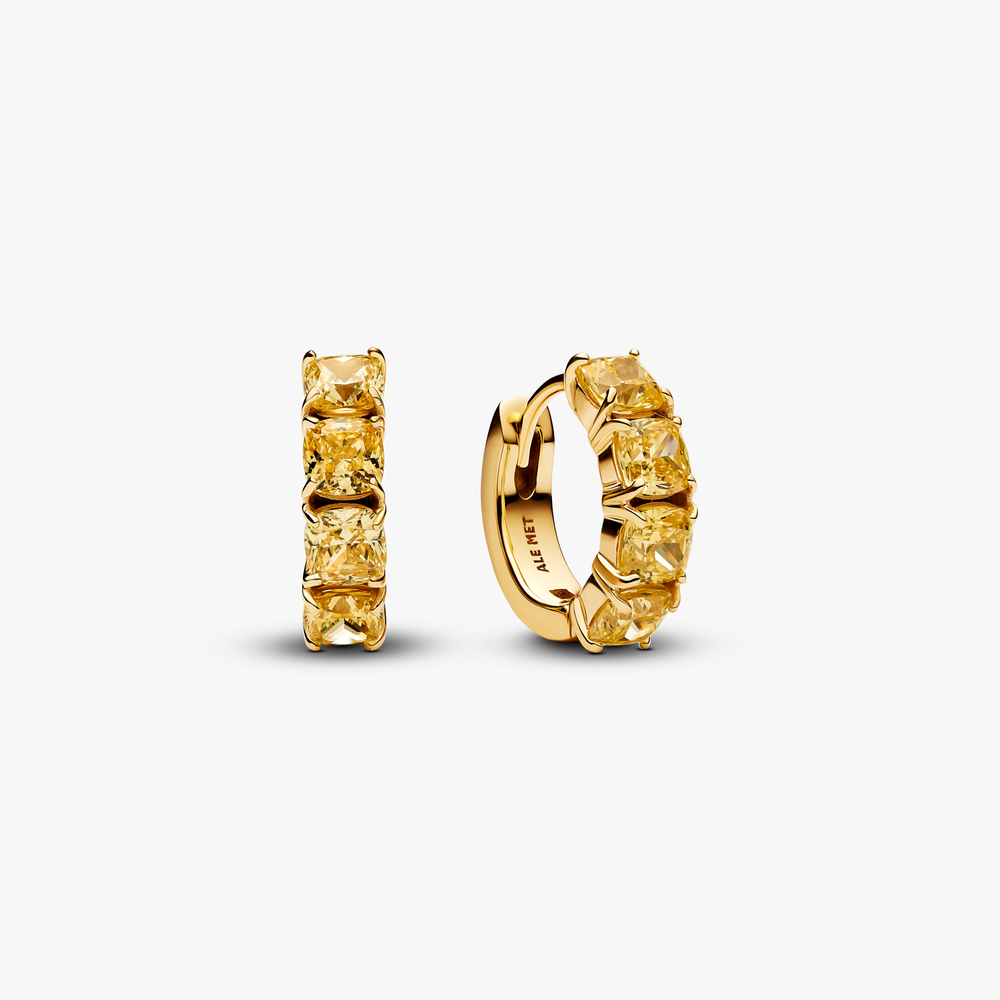 14k gold-plated huggie hoop earrings with vibrant yellow cubic zirconia 263851C02 (High Resolution)
