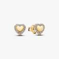 Heart 14k gold-plated stud earrings with clear cub (High Resolution)
