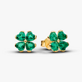 Clover 14k gold-plated stud earrings with royal gr 264500C01 (High Resolution)
