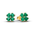 Clover 14k gold-plated stud earrings with royal gr 264500C01