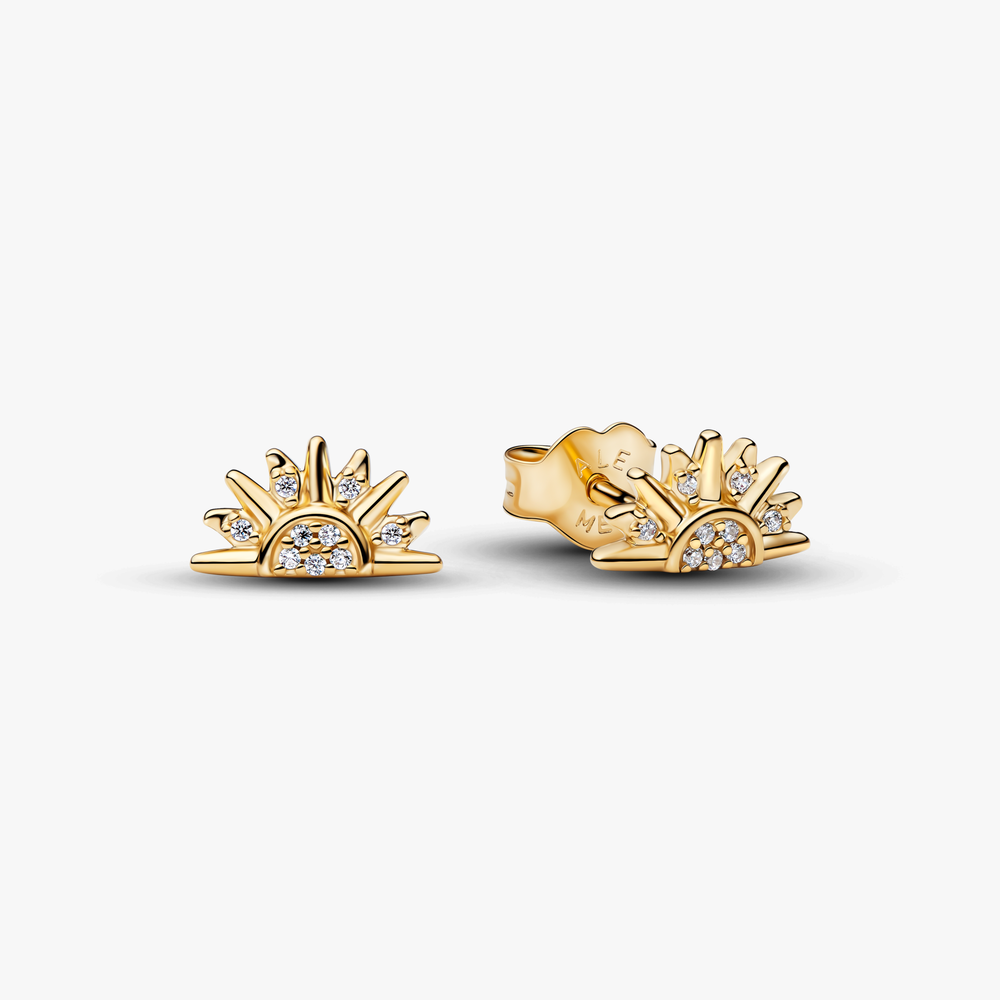 Sunrise 14k gold-plated stud earrings with clear c 264627C01 (High Resolution)