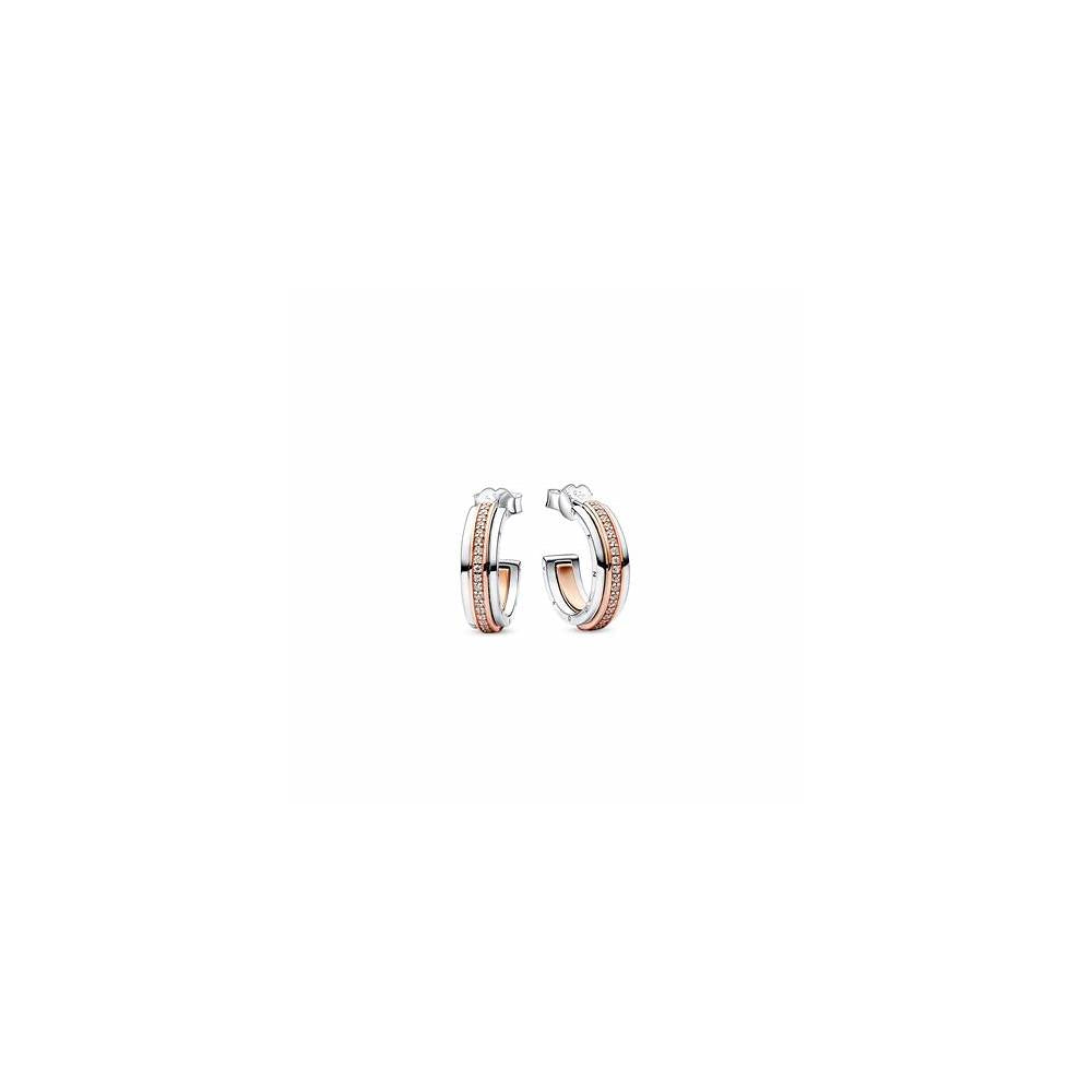 Pandora Signature Two tone Logo   Pavn++ Hoop Earrings 282737C01 (High Resolution)