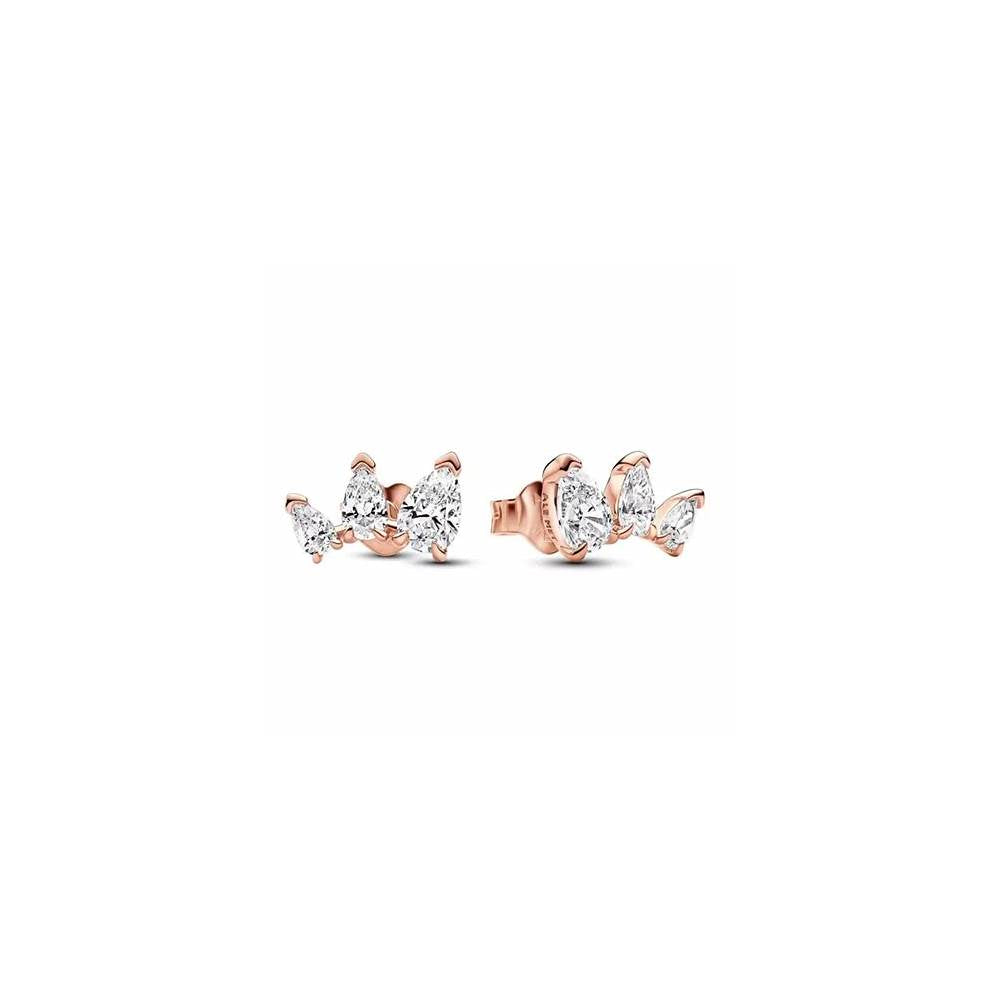 14k Rose gold-plated stud earrings with clear cubic zirconia 282836C01 (High Resolution)
