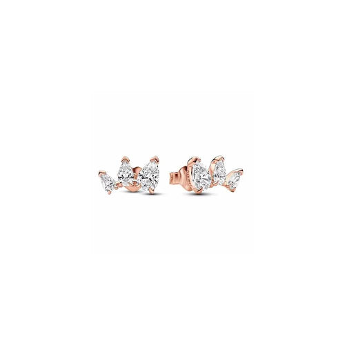 14k Rose gold-plated stud earrings with clear cubic zirconia 282836C01 (High Resolution)
